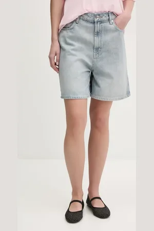 HUGO BOSS Džínové šortky dámské, barva, hladké, high waist, 50538863
