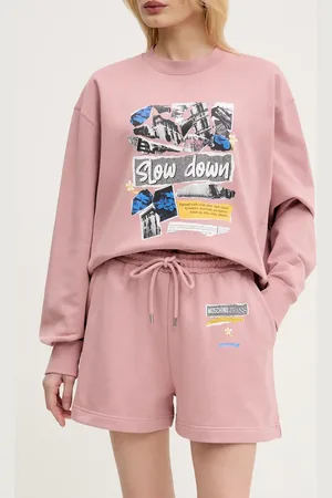 Moschino Bavlněné šortky dámské, barva, s potiskem, medium waist, 0322 3228