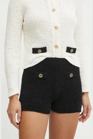 Twin-Set Kraťasy dámské, barva, hladké, high waist, 251TP3441