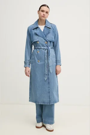 DKNY Džínový trenčkot barva, oversize, DJ5J6129