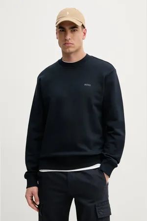 HUGO BOSS Bavlněná mikina pánská, tmavomodrá barva, s potiskem, 50539809