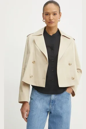 HUGO BOSS Trench kabát dámský, barva, přechodný, dvouřadový, 50540718