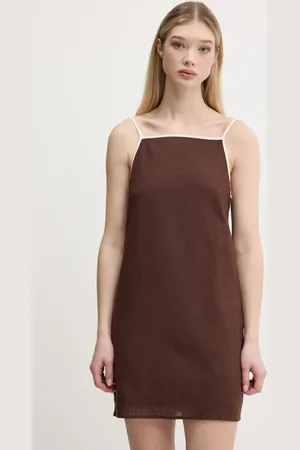 Abercrombie & Fitch Lněné šaty barva, mini, KI159-5662