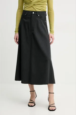 Nanushka Vlněná sukně CINTIA barva, midi, áčková, NW25RSSK15294