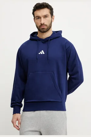 adidas Mikina Feelcozy pánská, tmavomodrá barva, s kapucí, s aplikací, JE3810