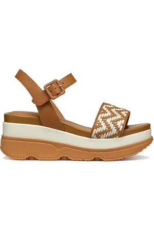 Geox Kožené sandály D GARDENIA dámské, barva, na platformě, D55HBA 0TC43 C5F1S