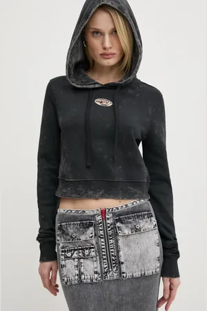 Diesel Bavlněná mikina F-SLIMMY-HOOD-P5 SWEAT-SHIRT dámská, barva, s kapucí, vzorovaná, A14492.0IPAC