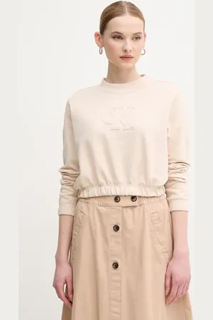 Calvin Klein Bavlněná mikina dámská, barva, s aplikací, J20J225363