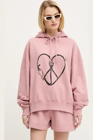 Moschino Bavlněná mikina dámská, barva, s kapucí, s potiskem, 1708 3228