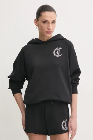 Roberto Cavalli Bavlněná mikina dámská, barva, s kapucí, s aplikací, 78PAIE08 CF100