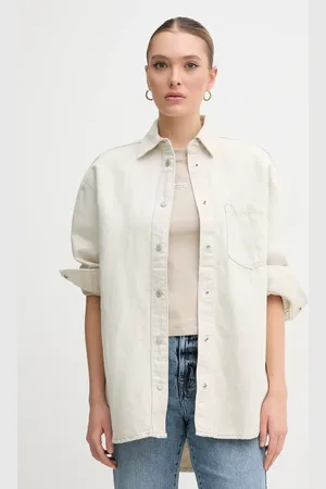 Pepe Jeans Džínová košile OVERSHIRT dámská, barva, relaxed, s klasickým límcem, PL304963TC9