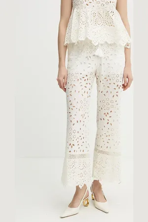 ERMANNO SCERVINO Bavlněné kalhoty dámské, barva, zvony, high waist, 56TP007EN3
