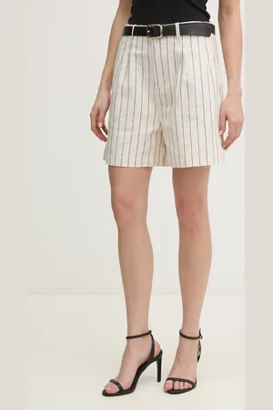 Pepe Jeans Lněné kraťasy HENAR dámské, barva, vzorované, high waist, PL801163