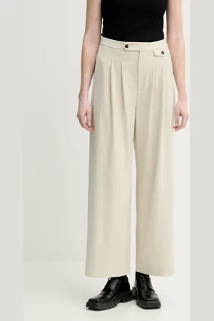 Gestuz Kalhoty s příměsí vlny dámské, barva, jednoduché, high waist, 10910011