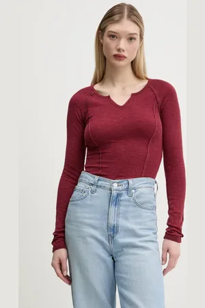 Guess Tričko s dlouhým rukávem vínová barva, W5RP42 KCGB0