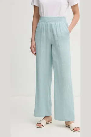DKNY Bavlněné kalhoty dámské, barva, široké, high waist, DJ4P3004