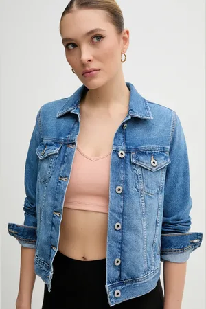 Pepe Jeans Bavlněná džínová bunda SLIM JACKET barva, přechodná, PL402430IA5