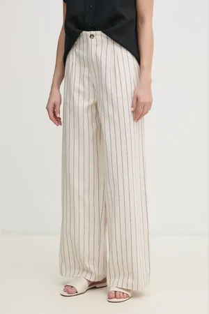 Pepe Jeans Lněné kalhoty HERLY dámské, barva, široké, high waist, PL211806