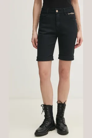 Gaudi Džínové šortky dámské, barva, hladké, high waist, 511BD25019