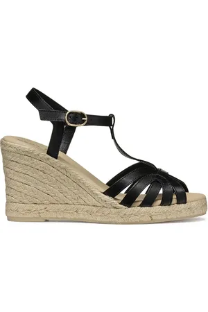 Geox Kožené espadrilky D GELSA barva, na klínku, D55TPA 00043 C9999