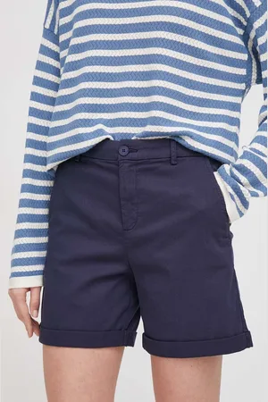 Benetton Kraťasy dámské, tmavomodrá barva, hladké, high waist