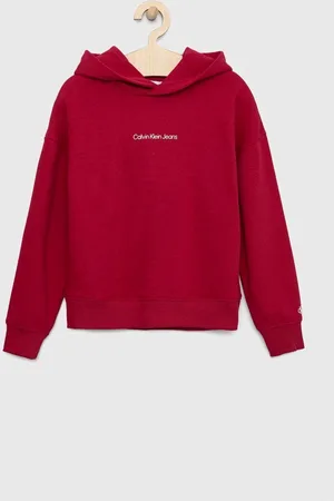 Calvin Klein Dětská mikina růžová barva, s potiskem
