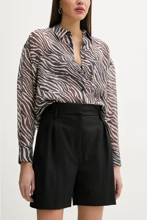 IRO Šortky z vlněné směsi dámské, barva, hladké, high waist, WP30CARRINA