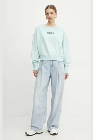 HUGO BOSS Bavlněná mikina dámská, barva, s aplikací, 50540263