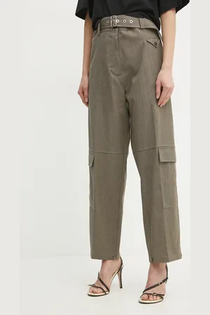 Pinko Vlněné kalhoty dámské, barva, jednoduché, high waist, 104701 A2BQ