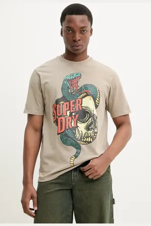 Superdry Bavlněné tričko barva, s potiskem, M1012125A-1VV