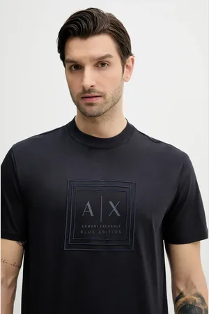 Armani Exchange Bavlněné tričko tmavomodrá barva, s aplikací, XM000358 AF10364