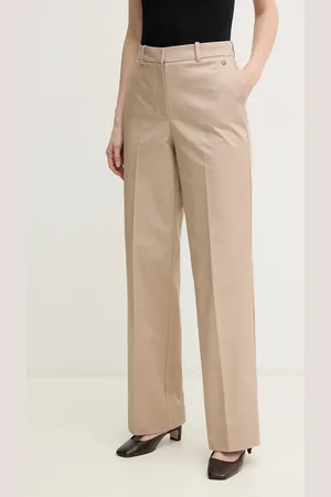 PEDRO DEL HIERRO Bavlněné kalhoty dámské, barva, jednoduché, high waist, 7609757