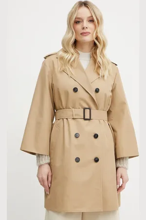 Max Mara Trench kabát dámský, barva, přechodný, dvouřadový, 2515021031600