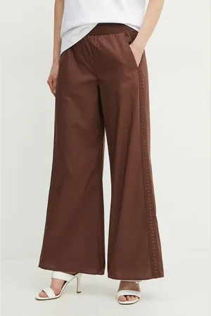 Twin-Set Bavlněné kalhoty dámské, barva, široké, high waist, 251LB2KCC