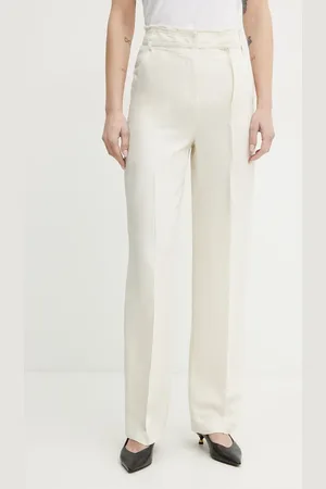 Patrizia Pepe Kalhoty s příměsí lnu barva, high waist, 2P1659 A052