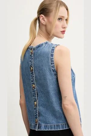 Abercrombie & Fitch Džínová blůza dámská, barva, hladká, KI140-5011