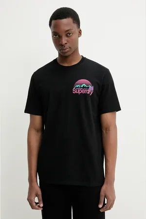 Superdry Bavlněné tričko barva, s potiskem, M1012175A-02A