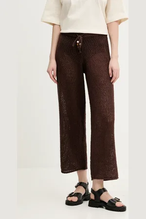 Abercrombie & Fitch Bavlněné kalhoty dámské, barva, široké, high waist, KI111-5032