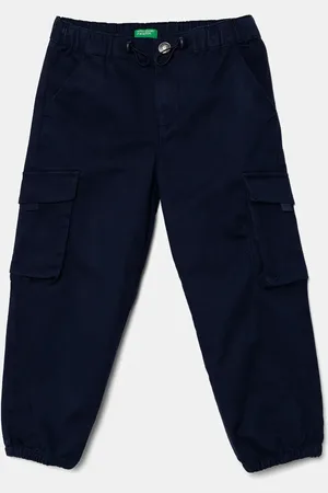 Benetton Dětské kalhoty tmavomodrá barva, hladké, 4XZXGF022