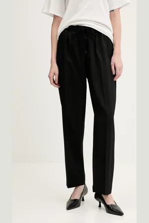 Maison Margiela Kalhoty s příměsí vlny dámské, barva, jednoduché, high waist, S52KA0512.M35153