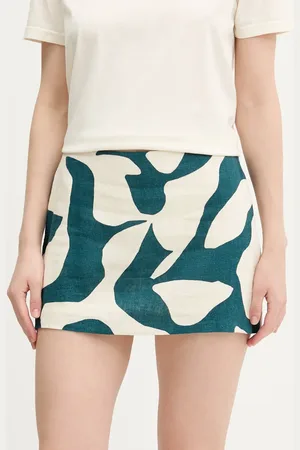 Abercrombie & Fitch Lněná sukně barva, mini, KI143-5049