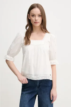 Pepe Jeans Bavlněná halenka EVERLY dámská, barva, hladká, PL305016