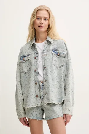 Guess Džínová bunda barva, přechodná, oversize, W5GN90 D5LQ2