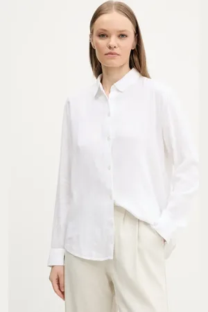 Abercrombie & Fitch Lněná košile dámská, barva, relaxed, s klasickým límcem, KI140-5554