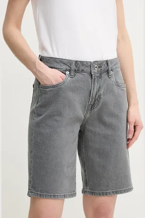 Pepe Jeans Džínové šortky BERMUDA SHORT HW dámské, barva, hladké, high waist, PL801189UN3