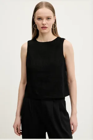 Abercrombie & Fitch Lněná halenka barva, hladká, KI140-5556