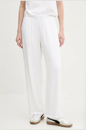 Abercrombie & Fitch Lněné kalhoty barva, široké, high waist, KI156-5128
