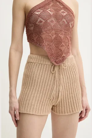 Twin-Set Bavlněné šortky dámské, barva, hladké, high waist, 251TP3202