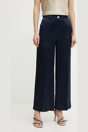 Guess Kalhoty FANNIE dámské, tmavomodrá barva, široké, high waist, 5RGB05 7248A