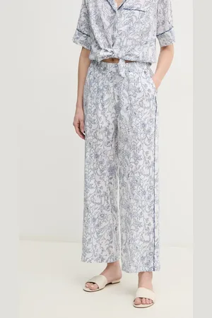Pepe Jeans Lněné kalhoty DUANA dámské, barva, široké, high waist, PL211818